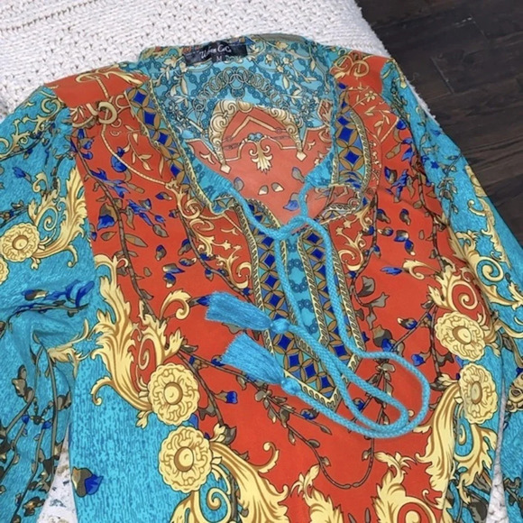 Urban Coco turquoise paisley top with tassels size medium - Picture 5 of 10